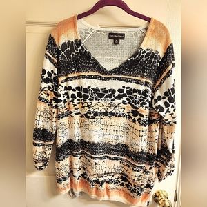 - Dana Buchman animal print lightweight 3/4 sleeve Sweater